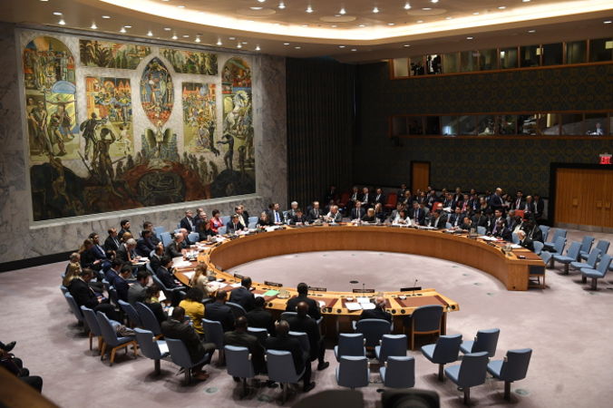 Debata otwarta wysokiego szczebla nt. roli prawa międzynarodowego w utrzymaniu międzynarodowego pokoju i bezpieczeństwa w siedzibie ONZ w Nowym Jorku, 17.05.2018 r. (Radek Pietruszka / PAP)