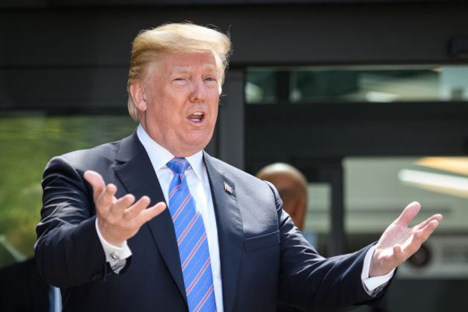Prezydent Donald Trump w trakcie konferencji prasowej przed opuszczeniem szczytu G7 w La Malbaie w Kanadzie, 9.06.2018 r. (Leon Neal / Getty Images)