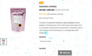 Oferta sprzedaży fentanylu znaleziona po krótkim wyszukiwaniu w internecie, 25.01.2018 r. (Zrzut ekranu)