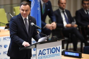 Prezydent w ONZ: Polska przystępuje do deklaracji dotyczącej wzmocnienia operacji pokojowych ONZ