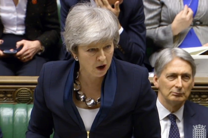 Kadr z materiału wideo udostępnionego przez UK Parliamentary Recording Unit przedstawia brytyjską premier Theresę May wygłaszającą przemówienie w Izbie Gmin w Londynie, Wielka Brytania, 26.02.2019 r. (PARLIAMENTARY RECORDING UNIT HANDOUT/PAP/EPA)