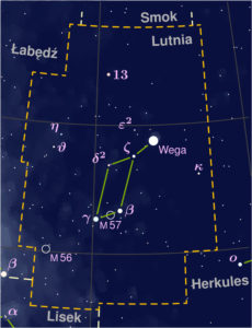 Gwiazdozbiór Lutni (Szczureq – praca własna, CC BY-SA 4.0 / <a href="https://commons.wikimedia.org/w/index.php?curid=74787109">Wikimedia</a>)