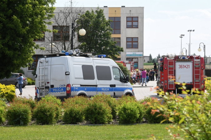 Szkoła, gdzie doszło do strzelaniny, w wyniku której dwie osoby zostały ranne, Brześć Kujawski, woj. kujawsko-pomorskie, 27.05.2019 r. Podejrzanego zatrzymała policja (Tytus Żmijewski / PAP)