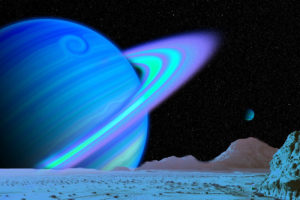 Tytan jest największym spośród 62 odkrytych księżyców krążących po orbicie Saturna i drugim co do wielkości księżycem w Układzie Słonecznym – po Ganimedesie Jowisza. Na ilustracji artystyczne wyobrażenie powierzchni ciała niebieskiego i planety (<a href="https://pixabay.com/pl/users/Creative_Force-9432793/?utm_source=link-attribution&amp;utm_medium=referral&amp;utm_campaign=image&amp;utm_content=3508677">Creative Force</a> / <a href="https://pixabay.com/pl/?utm_source=link-attribution&amp;utm_medium=referral&amp;utm_campaign=image&amp;utm_content=3508677">Pixabay</a>)