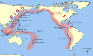 Pacyficzny pierścień ognia (ang. Pacific Ring of Fire) (<a title="User:Gringer" href="//commons.wikimedia.org/wiki/User:Gringer">Gringer</a>, <a title="User talk:Gringer" href="//commons.wikimedia.org/wiki/User_talk:Gringer"><span class="signature-talk">rozmowa</span></a>, 23.52, 10 lutego 2009, UTC – dane wektorowe z <a class="external autonumber" href="http://www.evl.uic.edu/pape/data/WDB/" rel="nofollow">[1]</a> / <a href="https://commons.wikimedia.org/w/index.php?curid=5919729">domena publiczna</a>)