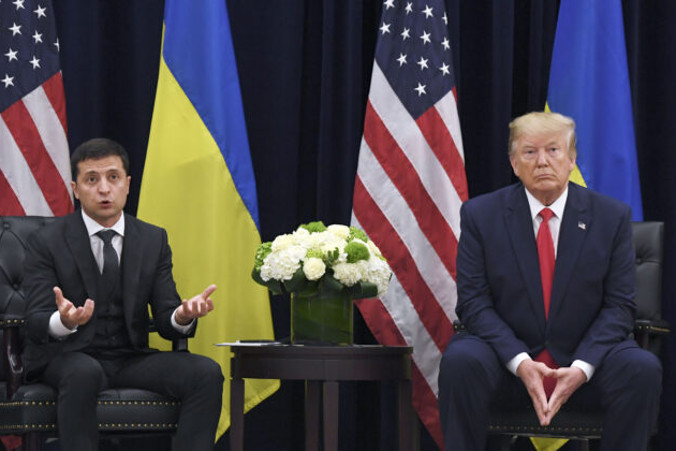 Prezydent USA Donald Trump i prezydent Ukrainy Wołodymyr Zełenski spotkali się w Nowym Jorku na marginesie Zgromadzenia Ogólnego ONZ, 25.09.2019 r. (Saul Loeb/AFP/Getty Images)