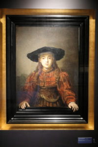 Obraz pt. „Dziewczyna w ramie obrazu” na wystawie „36 x Rembrandt” na Zamku Królewskim w Warszawie, 4.10.2019 r. (Paweł Supernak / PAP)