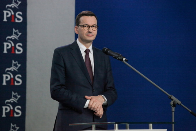Premier Mateusz Morawiecki podczas konferencji prasowej w Warszawie, 8.11.2019 r. (Mateusz Marek / PAP)