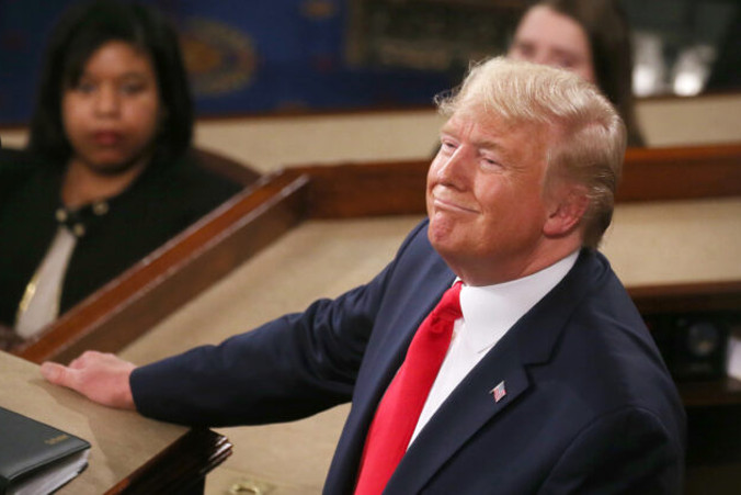 Prezydent Donald Trump wygłasza przemówienie o stanie państwa w Kongresie Stanów Zjednoczonych, Waszyngton, 4.02.2020 r. (Mario Tama/Getty Images)