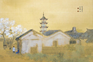 Spokojna wiosna w Jiangnan (Takeuchi Seihō, 1864-1942 – japoński malarz urodzony w Kioto, zmarł w Kanagawie. <a href="https://artsandculture.google.com/entity/%2Fm%2F0h12cl">Szczegółowe informacje o artyście w Google Art Project</a> – <a href="https://artsandculture.google.com/asset/IAEEaybkRmH5Og">IAEEaybkRmH5Og w Google Cultural Institute</a> maksymalny stopień powiększenia / <a href="https://commons.wikimedia.org/w/index.php?curid=24217740">domena publiczna</a>)