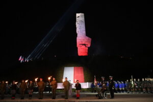 Uroczystości przed Pomnikiem Obrońców Wybrzeża na Westerplatte w Gdańsku, 1.09.2020 r.<br/>(Adam Warżawa / PAP)