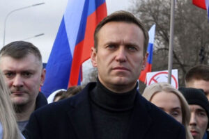 Lider rosyjskiej opozycji Aleksiej Nawalny podczas marszu upamiętniającego Borysa Niemcowa, zamordowanego krytyka Kremla, Moskwa, 29.02.2020 r. (Kirill Kudryavtsev/AFP via Getty Images)