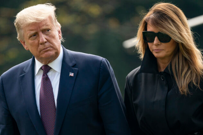 Prezydent Donald Trump i pierwsza dama Melania Trump wracają do Białego Domu w Waszyngtonie, 11.09.2020 r. (Drew Angerer / Getty Images)