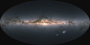 Niedatowane zdjęcie udostępnione przez Europejską Agencję Kosmiczną (ESA) 3.12.2020 r. pokazuje całkowitą jasność i kolor gwiazd obserwowanych przez satelitę Gaia, publikacja w ramach projektu Gaia Early Data Release 3 (Gaia EDR3). Do przygotowania tej mapy całego nieba wykorzystano dane o ponad 1,8 mld gwiazd (ESA/Gaia/DPAC/Acknowledgement: A. Moitinho/HANDOUT/PAP/EPA)