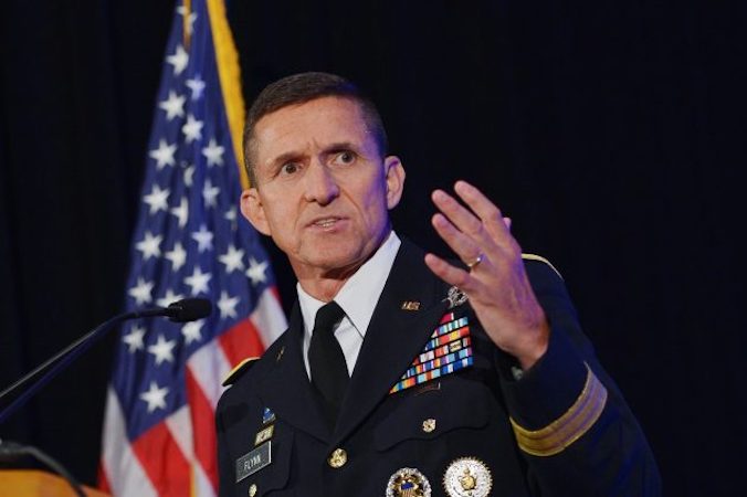 Gen. Michael Flynn przemawia podczas inauguracyjnego szczytu Intelligence Community zorganizowanego przez Intelligence and National Security Alliance (INSA), Waszyngton, 12.09.2013 r.<br/>(Mandel Ngan/AFP/Getty Images)