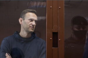 Lider rosyjskiej opozycji Aleksiej Nawalny podczas rozprawy w Moskwie, Rosja, 5.02.2021 r. Zdjęcie udostępnione przez serwis prasowy Babuszkinskiego Sądu Okręgowego (BABUSHKINSKY DISTRICT COURT PRESS SERVICE/HANDOUT/PAP/EPA)
