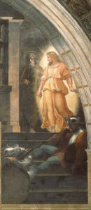 Fragment prawej strony fresku Rafaela „Uwolnienie Świętego Piotra”, 1514 r., Muzea Watykańskie, Watykan (<a href="https://pl.wikipedia.org/wiki/Rafael_Santi">Rafael</a> / <a href="https://commons.wikimedia.org/w/index.php?curid=20199760">domena publiczna</a>)