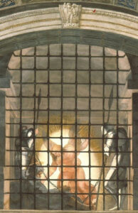 Fragment z górnej części fresku Rafaela „Uwolnienie Świętego Piotra”, 1514 r., Muzea Watykańskie, Watykan (<a href="https://pl.wikipedia.org/wiki/Rafael_Santi">Rafael</a> / <a href="https://commons.wikimedia.org/w/index.php?curid=20199760">domena publiczna</a>)