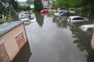 Strażacy, terytorialsi i służby miejskie usuwają skutki gwałtownej ulewy w Szczecinie
