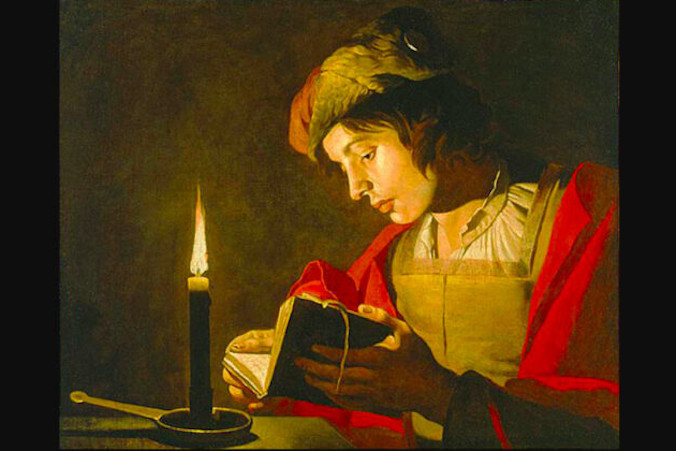 „Młody mężczyzna czytający przy świecy” (1628-1632), obraz Matthiasa Stoma (<a href="https://en.wikipedia.org/wiki/Matthias_Stom">Matthias Stom</a> – Holandia / <a href="https://commons.wikimedia.org/w/index.php?curid=5171063">domena publiczna</a>)
