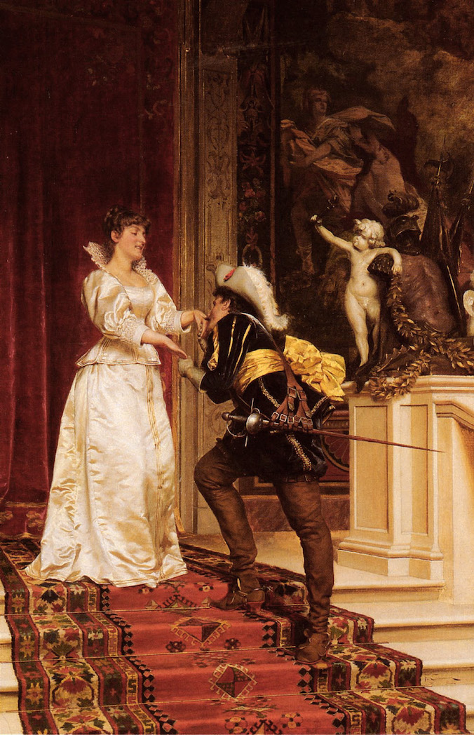 „The Cavalier's Kiss” (<a href="https://en.wikipedia.org/wiki/Fr%C3%A9d%C3%A9ric_Soulacroix">Frédéric Soulacroix</a> / <a href="https://commons.wikimedia.org/w/index.php?curid=4857141">domena publiczna</a>)