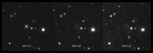 Zakreślony punkt na tym Zdjęciu Tygodnia, ang. Picture of the Week, prawie zniknął. Co się stało? Sekwencja zdjęć, wykonana w świetle optycznym przez <a href="https://www.eso.org/public/teles-instr/paranal-observatory/vlt/">Very Large Telescope</a> ESO, pokazuje gasnący <a href="https://en.wikipedia.org/wiki/Gamma-ray_burst">wybuch promieniowania gamma</a> GRB 221009A (ESO/Malesani et al., The Stargate collaboration – ten obraz został utworzony przez <a href="https://en.wikipedia.org/wiki/European_Southern_Observatory">European Southern Observatory</a>, ESO, pod identyfikatorem <a href="https://www.eso.org/public/images/potw2313a/">potw2313a</a>, <a href="https://creativecommons.org/licenses/by/4.0/">CC BY 4.0</a> / <a href="https://commons.wikimedia.org/w/index.php?curid=130488472">Wikimedia</a>)