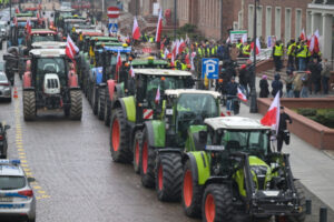 Protest rolników przed Urzędem Wojewódzkim w Gdańsku, 9.02.2024 r. (Adam Warżawa / PAP)