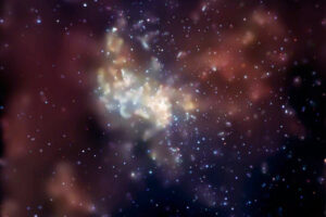Zdjęcie Sgr A* i otaczającego obszaru wykonane przy użyciu Chandry, na podstawie 164 godzin obserwacji w okresie dwóch tygodni. W tym czasie czarna dziura rozbłysła z intensywnością promieniowania rentgenowskiego pół tuzina lub więcej razy (<a href="https://www.flickr.com/photos/smithsonian/2941518598/">NASA/CXC/MIT/F.K.Baganoff et al.</a> / <a href="https://commons.wikimedia.org/w/index.php?curid=51392719">domena publiczna</a>)