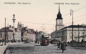  Plac Zamkowy w Warszawie, ok. 1910 r. (autor nieznany – web / <a href="https://commons.wikimedia.org/w/index.php?curid=3454363">domena publiczna</a>)