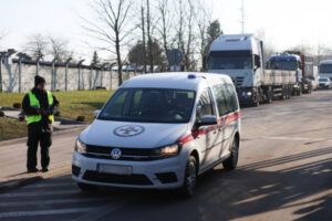 Służby ratownicze na terenie kopalni Knurów-Szczygłowice w Knurowie, 22.01.2025 r. (Michał Meissner /PAP)