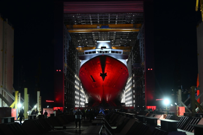 ORP „Wicher” po raz pierwszy zaprezentowany przed wodowaniem